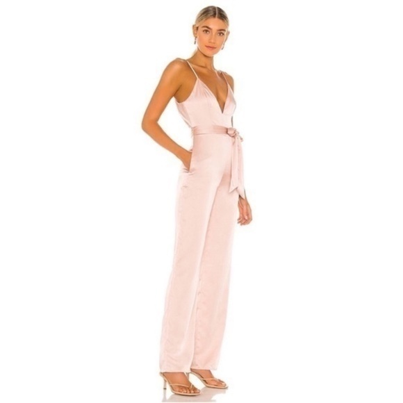 NBD NEW Champagne Pink Satin Shelby Jumpsuit